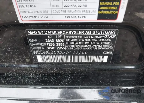 2007 Mercedes-Benz S 550 4Matic from USA, damaged, VIN WDDNG86XX7A122766